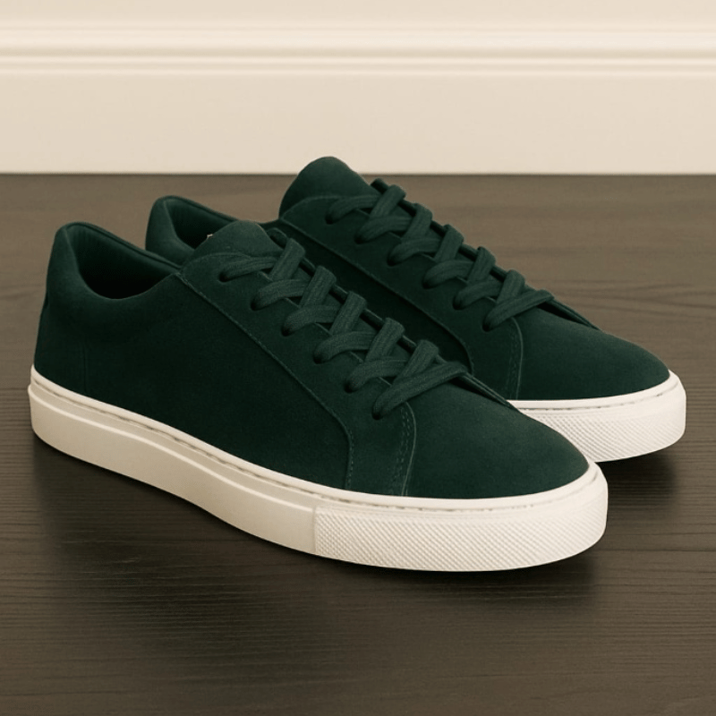 طقم رجالي مخطط – قميص بولو + بنطلون أنيق + حذاء