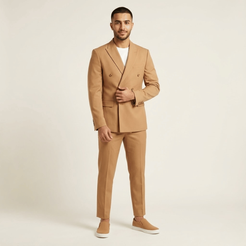 طقم الهيبة الكلاسيكي الرجالي – 3 قطع (جاكيت + بنطلون + حذاء)