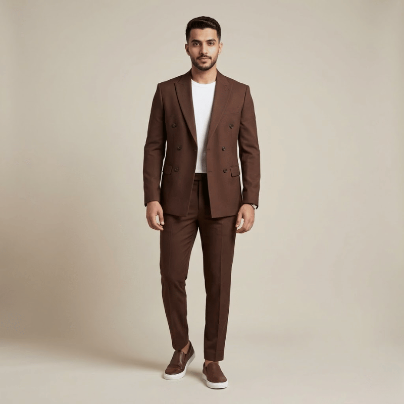 طقم الهيبة الكلاسيكي الرجالي – 3 قطع (جاكيت + بنطلون + حذاء)