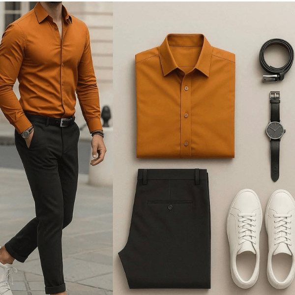 طقم رجالي متكامل أنيق مع إكسسوارات – إطلالة كاملة جاهزة