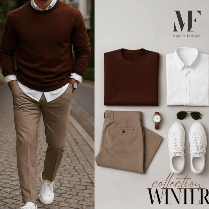 طقم شتوي رجالي أنيق – ستايل عملي للدوام والطلعات