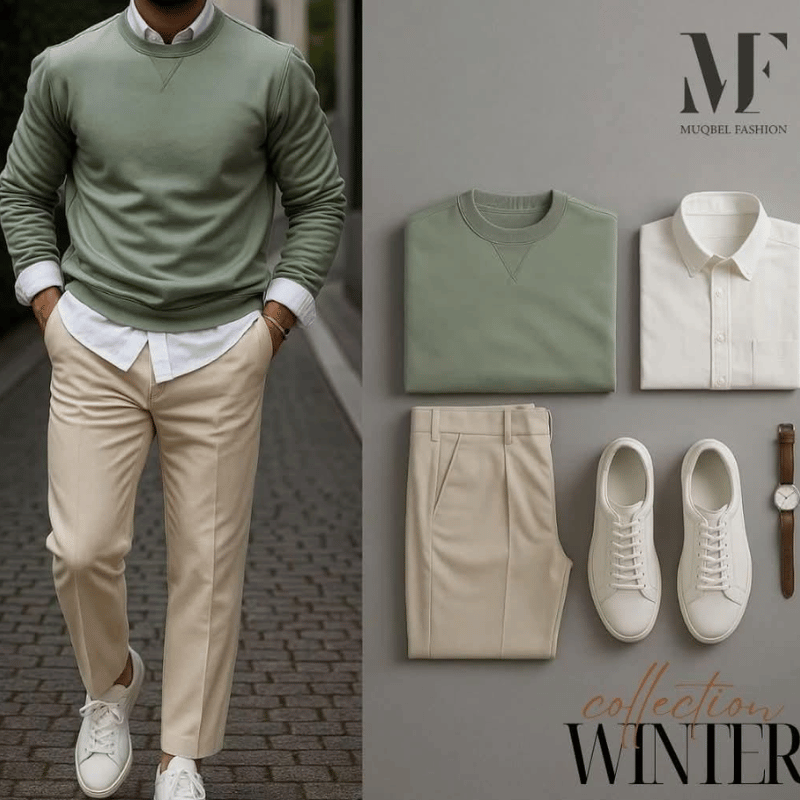 طقم شتوي رجالي أنيق – ستايل عملي للدوام والطلعات