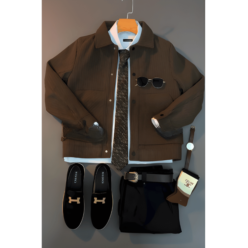 طقم الرجولة الرسمي – إطلالة فخمة متكاملة