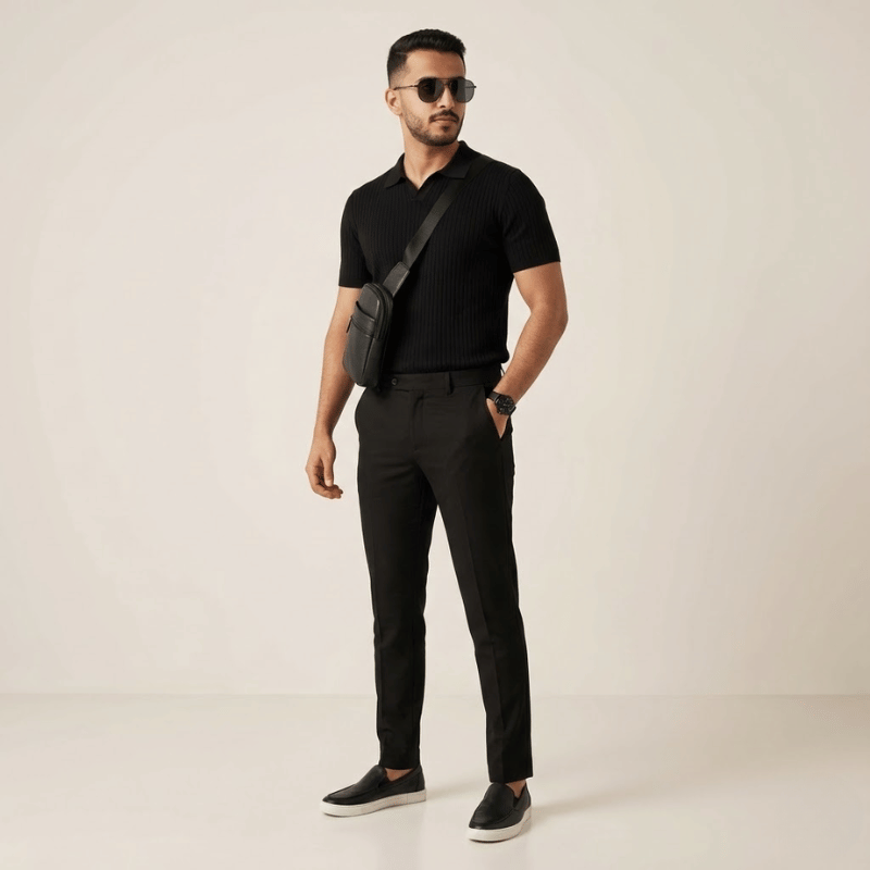 طقم النخبة الأسود – إطلالة رجالية متكاملة بـ 6 قطع