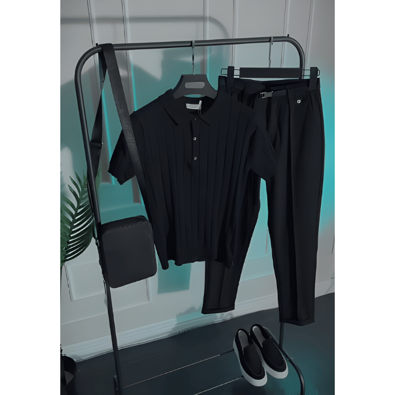 طقم النخبة الأسود – إطلالة رجالية متكاملة بـ 6 قطع